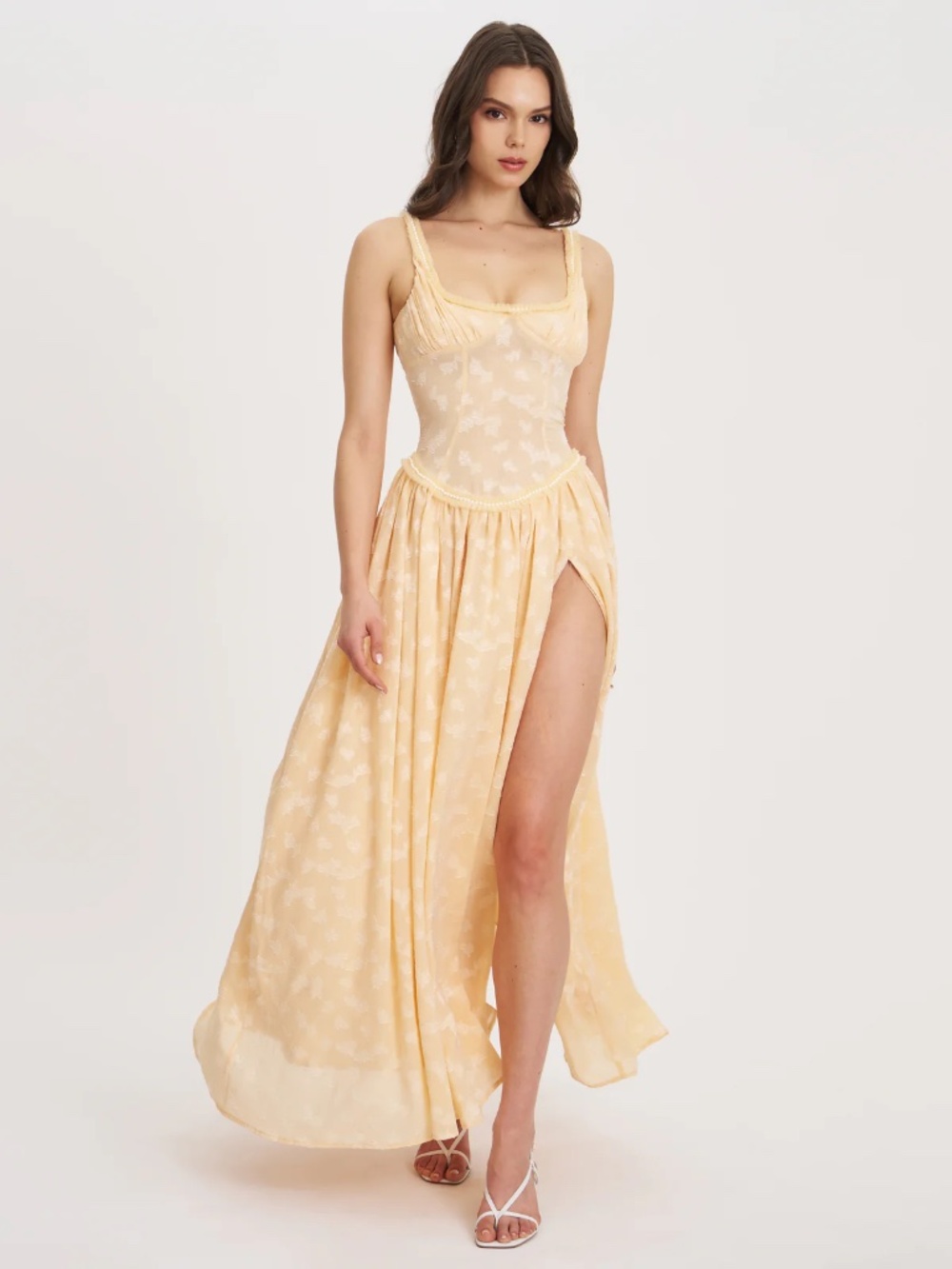 NWT Miss Circle Ulissa Orange Square Neck Jacquard Maxi Dress - L